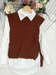 Fashion Modal Long Knit Vest New 2024 - 卡其色 - 查看 3