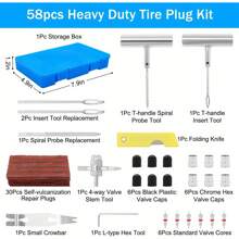 58Pcs Tire Repair Kit Tire Plug Kit Universal Tire Patch Kit To Fix Punctures Flat Tire Plug Repair Kit For Motorcycle Tractor Truck SUV Trailer Car