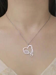 A Stainless Steel Necklace Love Tennis Racket Custom Name Personalized Pendant Necklace Fashion Jewelry Gift For Tennis Lovers For Men And Women