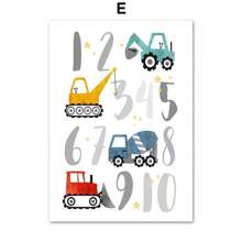 1pc Modern Nordic Style Canvas Print Painting Poster Cartoon Car Letter Number Children Wall Picture Art Studio Kids Room Home Decor Frameless, Wall Art