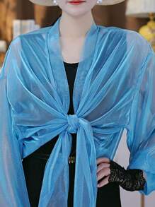 1pc Women's Lightweight Solid Color Ombre Gradient Oversized Cardigan Summer Casual Shawl