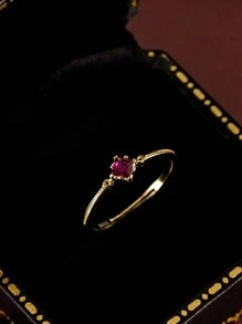 Flyleaf 1pc Delicate 925 Sterling Silver Rose Pink Cubic Zirconia Geometric Square Open Ring, Suitable For Daily Wear Luxury Jewelry