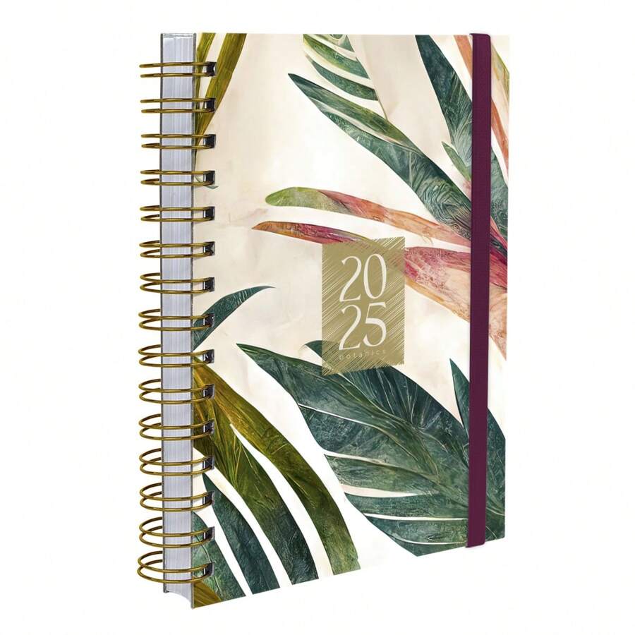 Agenda Plus 2025 Hard Cover Botanics Palm Leaves Marsala - 綠色 - 查看 1