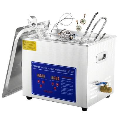 Professional Ultrasonic Cleaner 10L/2.5 Gal, Easy To Use With Digital Timer & Heater, Stainless Steel Industrial Machine For Jewelry Dentures Small Parts, 110V, FCC/CE/RoHS Certified, 10 Liter