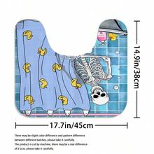 1 Máy Tính Halloween Đầu Lâu Phòng Tắm Rèm Tắm Hoặc Thảm, Đơn Giản In Họa Tiết Chống Nước Màn Tắm Bộ 12 Móc - Nhiều màu - Xem 9