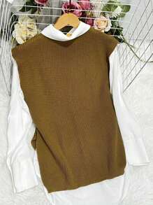 Fashion Modal Long Knit Vest New 2024 - Brown - View 2