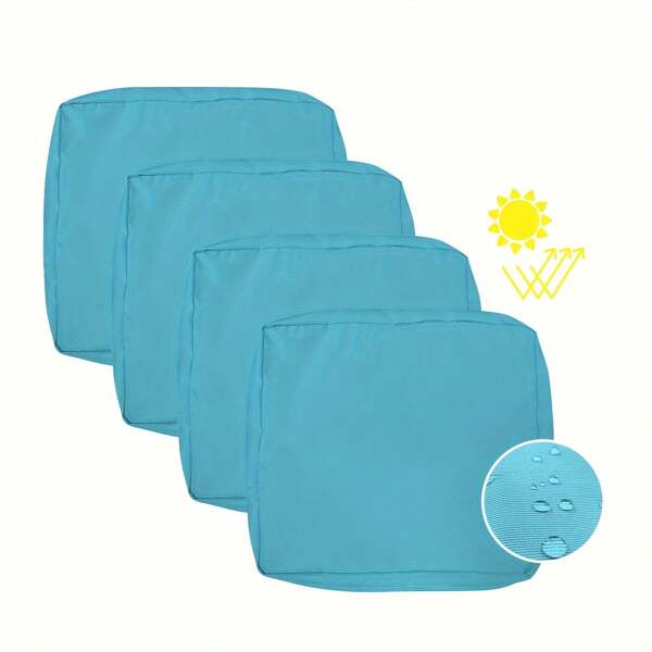 4pcs/2pcs Solid Color Outdoor Waterproof Patio Furniture Cushion Covers Chair Seat Replacement Cushion Cases Slipcovers For Garden Lawn Bench Porch Couch