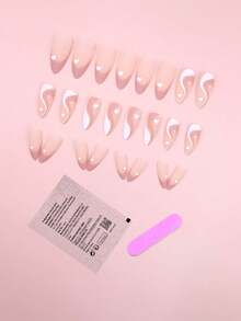 144pcs (6 Boxes) Simple Almond Pattern Acrylic Nails, Medium Length, Full Cover Fake Nails, Summer Color, Suitable For Women & Girls' Daily Life And Party, Nail Art Supplies - Follow Your Heart - View 3