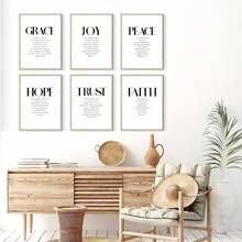 6 件/套诗歌壁画，流行 NIV 圣经 6 件套印刷品，画廊套装，装饰，信靠主，耶利米书 29，箴言海报，墙壁装饰海报，帆布装饰，卧室客厅的理想礼物 - 彩色 - 查看 9