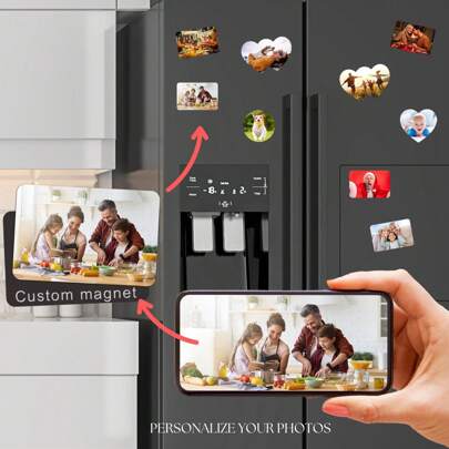 1/3/5pcs Customize Your Photo Refrigerator Sticker, Personalized Printing Of Any Design Photo Refrigerator Sticker For Your Home Decoration, Suitable For Office,Automotive Interior And Kitchen, Storage Cabinet Magnets, Refrigerator Magnets, Home Travel Gifts.Christmas Gifts, Valentine's Day Gifts, Anniversary Couple Gifts,Multi-Functional,Durable,Ornamental,Reusable,Exquisite,Stylish,High-Quality,Colorful,Modern,Custom,Personalized,Unique,Ideal Gifts For Him,Ideal Gifts For Her,Boyfriend,Dad,Girlfriend,Mom,Family,Friends,Tea Room,Home,Garden,Office,For Anniversaries,For Valentine's Day,For Mother's Day,For Birthdays,For Father's Day,For Graduation,For Weddings,For Housewarming
