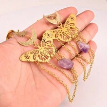 2 piezas Nuevos enchufes colgantes de túneles con pendiente de mariposa de acero inoxidable, dilatadores para perforaciones corporales