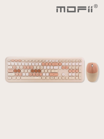 MOFII Conjunto Teclado e Mouse Sem Fio Mofii 666 com Chaves Redondas Fofas e Ultrafinas para Uso Doméstico e no Escritório