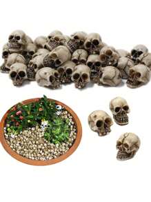 20 件万圣节装饰，树脂迷你骷髅头，微景观花园盆栽装饰，花园鹅卵石装饰，适用于万圣节派对背景装饰 - 彩色 - 查看 6