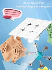 3x3x3 碳纤维魔方玩具，初学者适用，丝滑，经典 3 层拼图玩具，颜色多样，缓解压力和提高魔方速度 - 粉色 - 查看 4