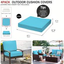 4pcs/2pcs Solid Color Outdoor Waterproof Patio Furniture Cushion Covers Chair Seat Replacement Cushion Cases Slipcovers For Garden Lawn Bench Porch Couch