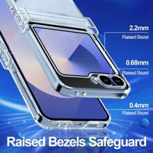 1Pc Glitter Phone Case With Hinge Protection Shockproof Rugged Sparkle Bling Cute Protective Cover Compatibility With Samsung Galaxy Z Flip 6 2024 - Clear - View 5