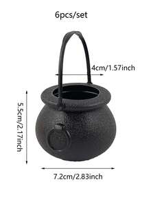 Bộ 6 xô nhựa mini hình bí ngô Halloween có tay cầm, xô Trick or Treat Halloween họa tiết vạc, ma và đầu lâu, phù hợp làm quà tặng tiệc Halloween và trang trí Ngày Lễ Người Chết - Nhiều màu - Xem 13