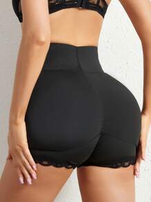1 pieza Pantalones cortos moldeadores de cintura alta para mujer con almohadillas extraíbles para el trasero, control del abdomen, levantador de glúteos