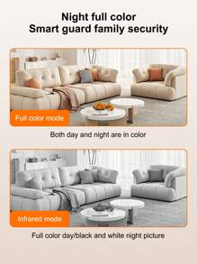 Wireless WiFi Surveillance Camera With Dual Cameras And Dual Views, Full-Color Night Vision And Two-Way Audio, 355 Degree High-Definition Monitoring Camera With Automatic Person Tracking, Remote Safety Monitoring WiFi Camera, Mobile App And Remote Control For  Monitoring, Suitable For Indoor Office, Warehouse, Company And Home Use - White - View 7