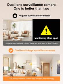 Wireless WiFi Surveillance Camera With Dual Cameras And Dual Views, Full-Color Night Vision And Two-Way Audio, 355 Degree High-Definition Monitoring Camera With Automatic Person Tracking, Remote Safety Monitoring WiFi Camera, Mobile App And Remote Control For  Monitoring, Suitable For Indoor Office, Warehouse, Company And Home Use - White - View 4