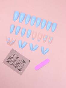 144pcs (6 Boxes) Simple Almond Pattern Acrylic Nails, Medium Length, Full Cover Fake Nails, Summer Color, Suitable For Women & Girls' Daily Life And Party, Nail Art Supplies - Follow Your Heart - View 5