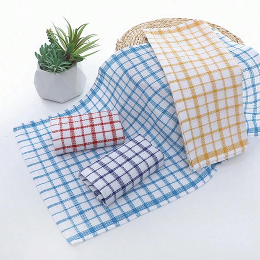 4pcs, Super Absorbent Checkered Dish Towels Soft, Durable, And