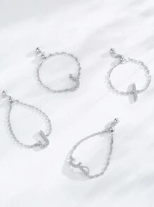 1pc Elegant 925 Sterling Silver Arabic Alphabet Chain Adjustable Ring For Women Wedding Birthday Mother Days Day Gift