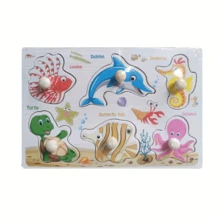 木质嵌入式手抓板，早教动物认知拼图，交通工具，卡通幼儿宝宝益智玩具圣诞节万圣节感恩节礼物 - 彩色 - 查看 18