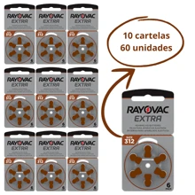60 Baterias / Pilhas para Aparelho Auditivo RAYOVAC - tamanho 312