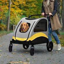 BingoPaw Large Dog Stroller Buggy Heavy Duty Pet Doggy Pram Divided For 2 Dogs - Grey - View 7