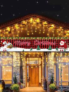 1 件 40*200 厘米圣诞快乐圣诞老人圣诞树雪人麋鹿图案横幅，户外圣诞横幅装饰，圣诞节室内外悬挂装饰圣诞节假期派对装饰用品 - 彩色 - 查看 7