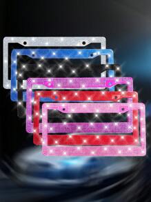 Cadre de plaque d'immatriculation de voiture robuste et étincelant serti de cristaux, accessoire voiture brillant, lavable