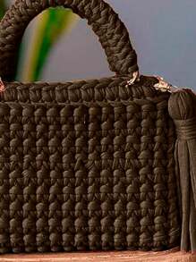 Women's Crochet Tote Bag With Shoulder Strap And Crossbody Chain - 鏽棕色 - 查看 2