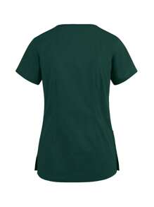 Women Scrubs Uniform Set, Elastic Sports Nurse  Work Clothes With Pockets, Breathable Scrub Jacket And Pants - Dark Green - View 4