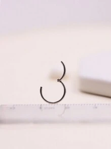 1 件高段细杆光滑表面鼻环鼻中隔耳环鼻中隔环 20G 0.8 毫米杆粗穿孔时尚珠宝 - 銀色 - 查看 2