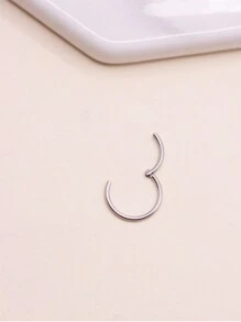 1 件高段细杆光滑表面鼻环鼻中隔耳环鼻中隔环 20G 0.8 毫米杆粗穿孔时尚珠宝 - 銀色 - 查看 7