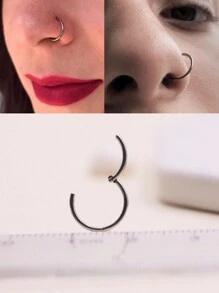 1 件高段细杆光滑表面鼻环鼻中隔耳环鼻中隔环 20G 0.8 毫米杆粗穿孔时尚珠宝 - 銀色 - 查看 9