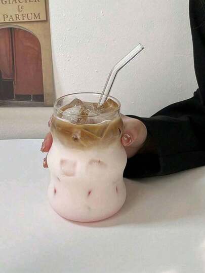 1pc Glass Coffee Cup With Straw, For Home Use, Suitable For Women, Drinking Beverage Milk Tea Cup School Supplies Back To School