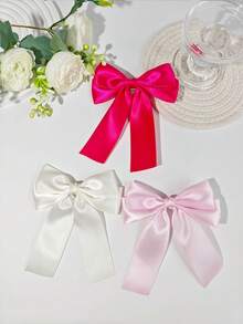 4 piezas Lazos de pelo de unicolor, Clip de pelo con lazo dulce y estilo lindo, Pinzas para el cabello con cola de caballo, Accesorios para el cabello para mujeres para fiestas y uso diario - Multicolor - Ver 14