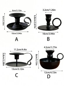 1 件复古黑色金属烛台，手工制作的简约烛台，烛台适用于圣诞派对家居装饰、餐桌蜡烛装饰、婚礼派对用品 - 彩色 - 查看 3