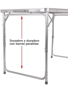 Mesa de Camping de Aluminio, Mesa Plegable portátil, Altura Ajustable, Liviana para Picnic al Aire Libre, Playa, Mesa de Comedor Interior, Banco de Trabajo de Cocina, Blanco - Blanco - Ver 3