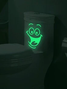 Glow In The Dark Smiling Face Toilet Seat Sticker, MTT105 Green Luminous Toilet Decal - Multicolor - View 6