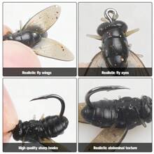 20قطعة/صندوق طعم صيد السمك الصناعي - طعوم السمك الشائعة الجديدة 2024 للسمك السلمون، طعوم ذبابة جافة، طعوم صيد السمك القاسي ، طعوم صيد السمك للمياه المالحة والمياه العذبة