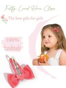 30pcs Snap Hair Clips With Bows Boutique Grosgrain Ribbon 1.8 Inch Hair Bows No Slip Hair Barrettes For Little Girls