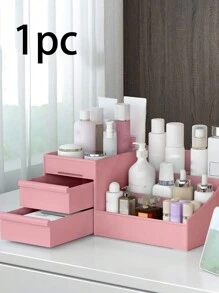 1pc Cosmetic Storage Box, Waterproof Dust-Proof Jewelry Storage Box, Suitable For Vanity Table, Dressing Table, Cosmetic, Nail Polish, Lipstick, Eyeshadow Brush, Makeup Foundation, Essence, Lotion, Holiday Gift, Birthday, Wedding, Desk, Shelf, Living Room Decor, Travel Accessories, Gift Bag, For Mom, Dad, Man, Friend