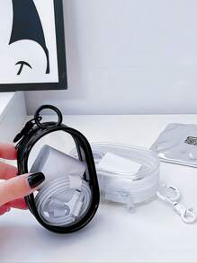 1pc Portable Mini Transparent Zipper Storage Bag, Multi-Functional Jewelry Organizer Pouch For Earphones, Chargers, Keys, Rings, Transparent Travel Accessories Charger Case Office Must Haves Digital Bag Cable Camera Bag Electronic Data Cable Organizer Storage Power Bank Cover For Wallet Travel Camera Bag Women Man Child's Christmas Gifts Essential Teacher Supplies Waterproof Lightweight Large Capacity Portable Accessories - Multicolor - View 9