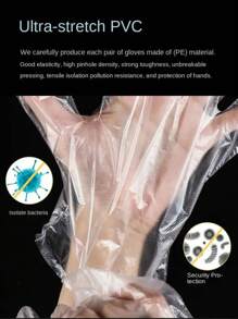 100/500 件一次性塑料手套，适用于烹饪、食品制备、食品服务、家庭和餐厅使用、染发、清洁用品、家用工具、圣诞用品、厨房、浴室、家居、家居用品 - 一次性手套 - 查看 7