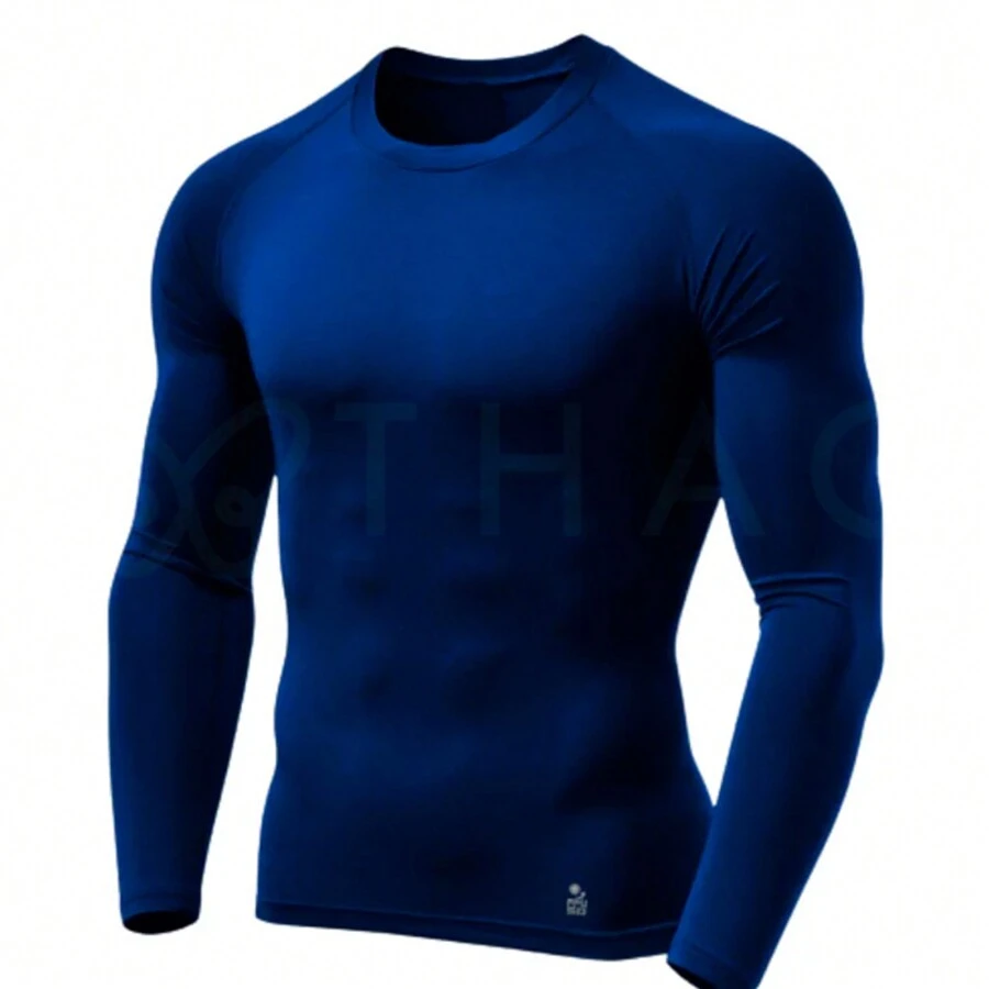 Thermal Shirt With Men's Long Sleeve Protection Cold Mesh Blouse Second Skin Unisex - Navy Blue - View 1