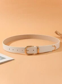 1pc Fashionable 3-In-1 Gold Color Buckle Waist Belt For Dress, Jeans Summer, School Fall, Autumn, Halloween - White - View 2