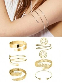 AVYRING 6 Pieces Arm Cuff Upper Arm Band Cuff Bracelet Minimalist Simple Swirl Open Wide Wire Bracelets For Women Adjustable Arm Bangle Bracelets Set - Multicolor - View 4